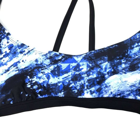 Champion Diamonds In The Rough Cross Back Swim Bra Size XL Blue White Black - Picture 5 of 9